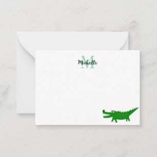 Mooie Tekening van een Alligator met Lijnen om te Notitiekaartje