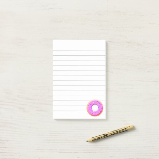 Mooie tekening van een donut met spikkels post-it® notes (Op bureau)