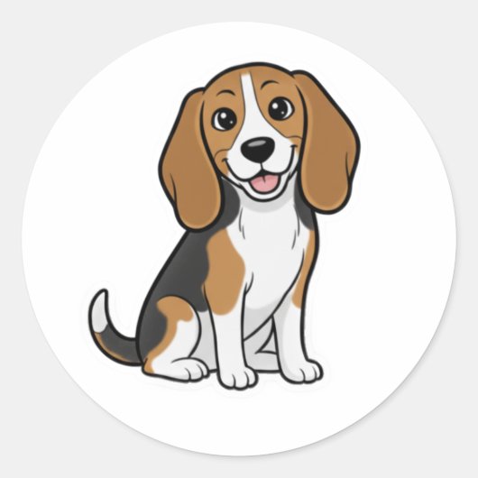 Mooie tekening van een mooie hond ronde sticker (Voorkant)