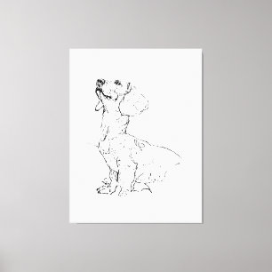 Mooie tekening van een teckel, hondenouder canvas afdruk