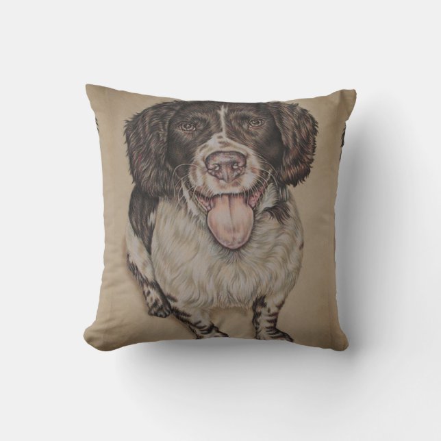 Mooie tekening van gelukkige Spaniel Kussen (Voorkant)