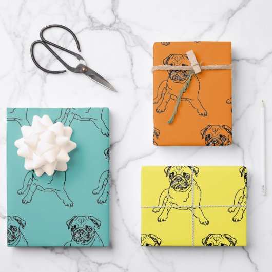 Mooie tekening van Pugg hond Cadeaupapier  (Voorkant)