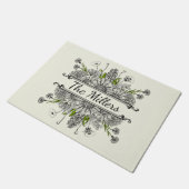 Mooie tekening van zwart-witte bloemen deurmat (Schuin)