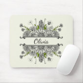 Mooie tekening van zwart-witte bloemen muismat (Met muis)