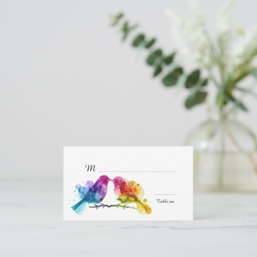 Mooie tekst aan de achterkant Rainbow Lovebirds Plaatskaartje (Staand voorkant)