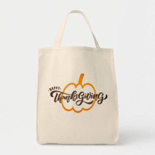 Mooie tekst Happy Thanksgiving met Cute Pumpkin To Tote Bag