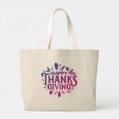 Mooie tekst Happy Thanksgiving met Leaves Autumn Grote Tote Bag (Achterkant)