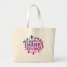Mooie tekst Happy Thanksgiving met Leaves Autumn Grote Tote Bag
