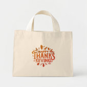 Mooie tekst Happy Thanksgiving met Leaves Autumn Mini Tote Bag (Voorkant)