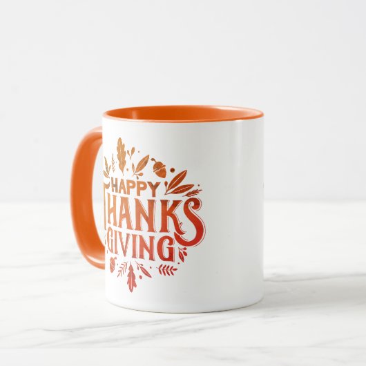 Mooie tekst Happy Thanksgiving met Leaves Autumn Mok (Voorkant links)