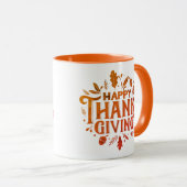 Mooie tekst Happy Thanksgiving met Leaves Autumn Mok (Voorkant rechts)