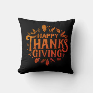 Mooie tekst Happy Thanksgiving met Leaves Autumn T Kussen