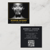 mooie tekst moderne fotograaf QR code zwart Vierkante Visitekaartje (Voorkant / Achterkant)