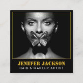 mooie tekst moderne fotograaf QR code zwart Vierkante Visitekaartje (Voorkant)