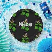 Mooie tekst naam met mooi groen blad papieren bordje (Feest)