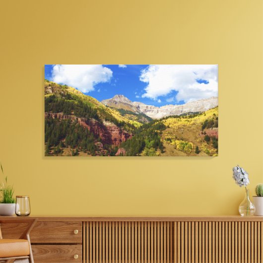 Mooie Telluride in Gouden Herfst Canvas Afdruk (Insitu (Woonkamer))