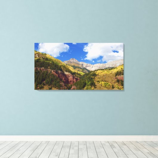 Mooie Telluride in Gouden Herfst Canvas Afdruk (Insitu (Houten vloer))