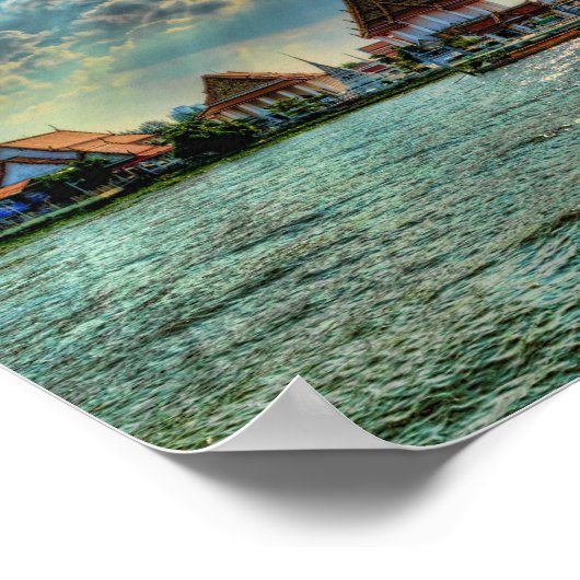 Mooie tempels bij Bangkok bij schemering Poster (Hoek)