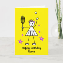 Mooie Tennis Meisje Gele Verjaardagskaart