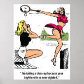 Mooie tennisspeler, Humor, Vintage Poster (Voorkant)