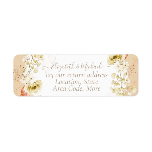 Mooie Terracotta Floral Wedding Etiket (Voorkant)