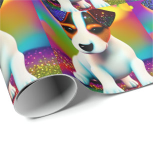 Mooie Terrier Puppy Glinstering Close-Up Cadeaupapier