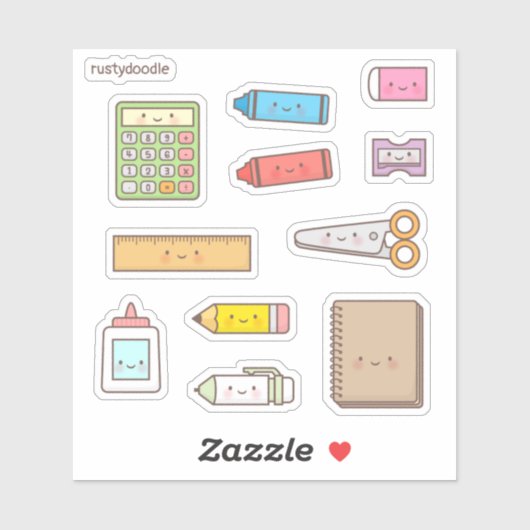 Mooie terug-naar-school-benodigdheden set sticker (Vel)