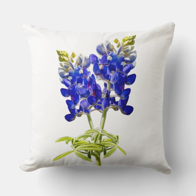 Mooie Texas Bluebonnets op White, Pillow Kussen (Voorkant)