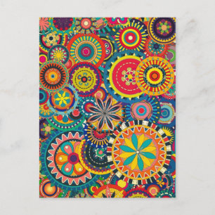 Mooie textuur florale kleurrijke patroon briefkaart