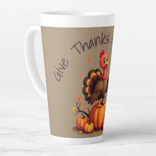 Mooie Thanksgiving-kalkon Herfst Pompoenen Scene Latte Mok