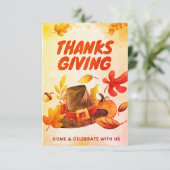 Mooie Thanksgiving met Pet en bladeren Herfst Bedankkaart (Staand voorkant)