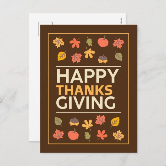 Mooie Thanksgiving met pompoen en lederen Herfst Feestdagenkaart (Voorkant / Achterkant)