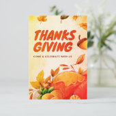 Mooie Thanksgiving met Turkije en Leaves Herfst  Bedankkaart (Staand voorkant)