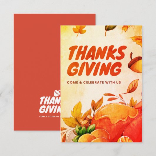 Mooie Thanksgiving met Turkije en Leaves Herfst  Bedankkaart (Voorkant / Achterkant)