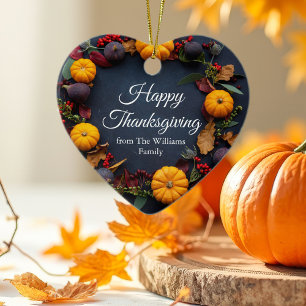 Mooie Thanksgiving pompoen krans op maat Keramisch Ornament