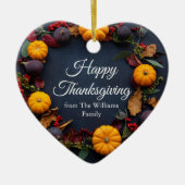 Mooie Thanksgiving pompoen krans op maat Keramisch Ornament (Voorkant)