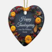 Mooie Thanksgiving pompoen krans op maat Keramisch Ornament (Links)