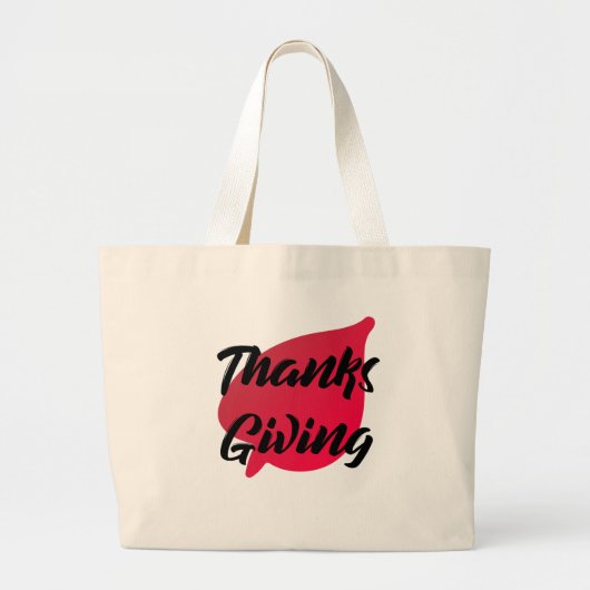 Mooie Thanksgiving Typografie op Leaf Grote Tote Bag (Voorkant)