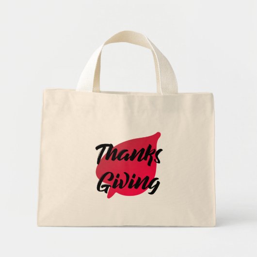Mooie Thanksgiving Typografie op Leaf Mini Tote Bag (Voorkant)