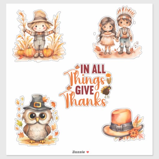 Mooie Thanksgiving-waterverfstickers Sticker (Vel)