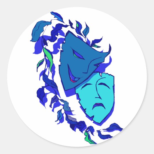 Mooie theatermaskers ronde sticker (Voorkant)