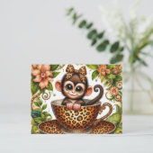 Mooie theekop aap jungle mok briefkaart (Staand voorkant)