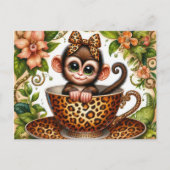 Mooie theekop aap jungle mok briefkaart (Voorkant)