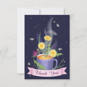 Mooie Theekop Zomer Bloemen Bedankkaart