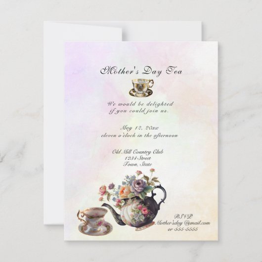 Mooie theekopjes, Moederdag Bruidsontbijt Kaart (Voorkant)