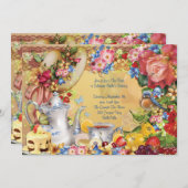 Mooie theepartij uitnodigingen (Voorkant / Achterkant)