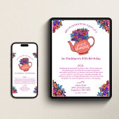 Mooie Theepot 90ste Verjaardagskaart Shower per Po Kaart