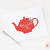 Mooie theepot voor Kerstmis Tea Party Ovale Sticker (Envelop)