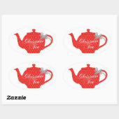 Mooie theepot voor Kerstmis Tea Party Ovale Sticker (Vel)