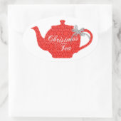 Mooie theepot voor Kerstmis Tea Party Ovale Sticker (Tas)